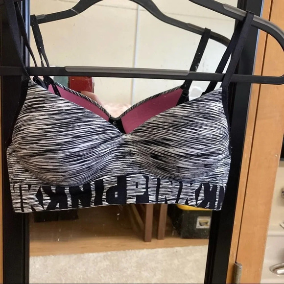 PINK Sports Bra Athletic Victoria's Secret Gray Small Space Dye - Picture 3 of 3